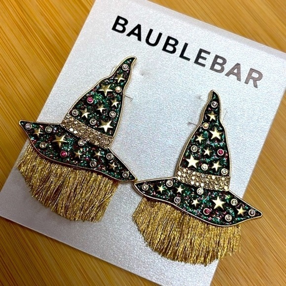 Brand New BaubleBar Witch Hat w/ Hair Crystals Stars Post Earrings Halloween - Picture 10 of 14